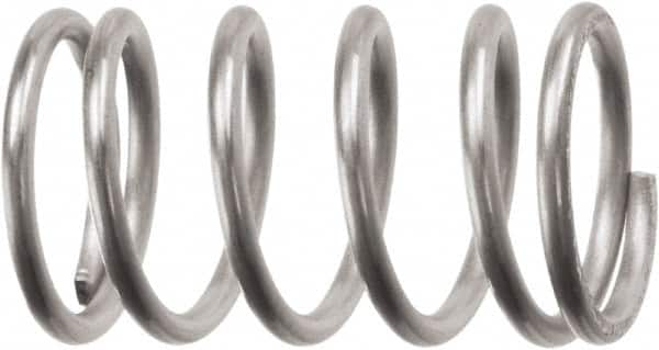 Associated Spring Raymond - 31.12mm OD, 4.11mm Wire, 4-1/2" Free Length, Compression Spring - 55.89 Lb Spring Rating, 358.8 N Max Work Load, Stainless Steel - Exact Tooling