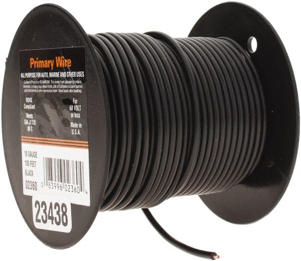 EastPenn - 16 AWG Automotive Plastic Insulated, Single Conductor Wire - 100' Long, Black - Exact Tooling