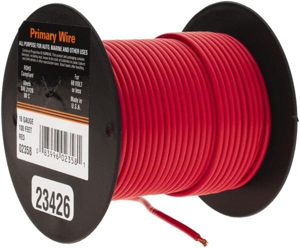 EastPenn - 16 AWG Automotive Plastic Insulated, Single Conductor Wire - 100' Long, Red - Exact Tooling
