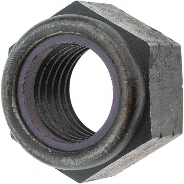 Value Collection - 1-1/8 - 7 UNC Grade 8 Hex Lock Nut with Nylon Insert - 1-5/8" Width Across Flats, 1-11/64" High, Uncoated - Exact Tooling