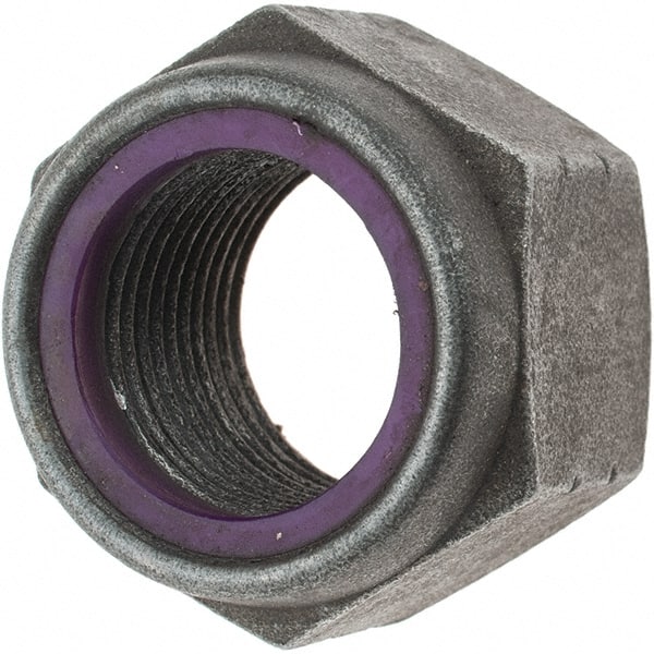 Value Collection - 1-1/8 - 12 UNF Grade 8 Hex Lock Nut with Nylon Insert - 1-5/8" Width Across Flats, 1-11/64" High, Uncoated - Exact Tooling