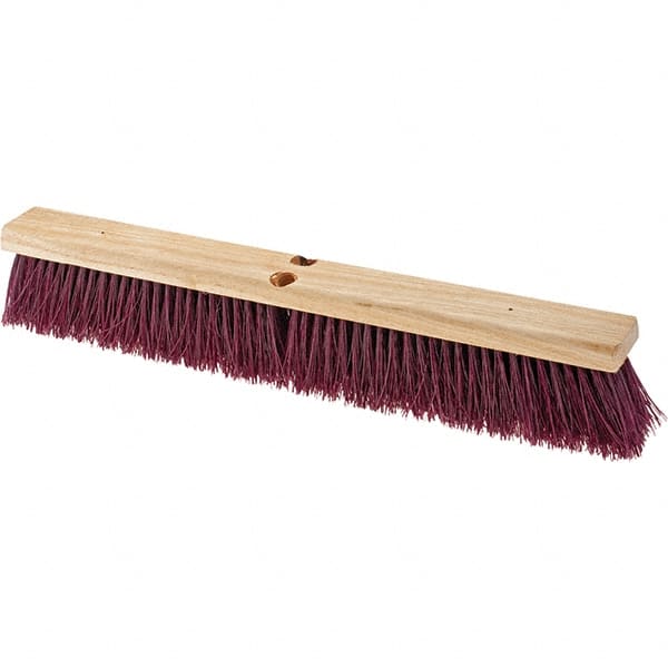 Value Collection - 24" Combo Duty Polypropylene Push Broom - 3" Bristle Length, Wood Block, Threaded Handle Connection, Handle Sold Separately - Exact Tooling