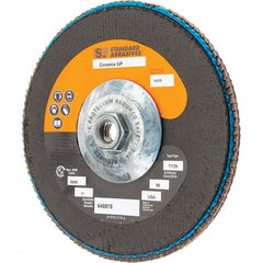 Camel Grinding Wheels - 80 Grit, 7" Disc Diam, 5/8-11 Center Hole, Type 29 Zirconia Alumina Flap Disc - 13,300 Max RPM, Arbor Attaching System, Coated - Exact Tooling