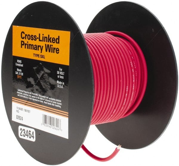 EastPenn - 12 AWG Automotive Cross-Linked Polyethylene Wire - 100' Long, Red - Exact Tooling