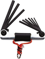 Proto - 6 Piece Fold-Up Tethered Hex Key Set - Hex Range 3 to 10mm, Steel - Exact Tooling