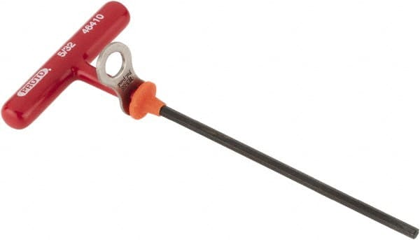 Proto - 5/32" Hex, Tethered T-Handle Cushion Grip, Hex Key - 6" OAL, Alloy Steel, Inch System of Measurement - Exact Tooling