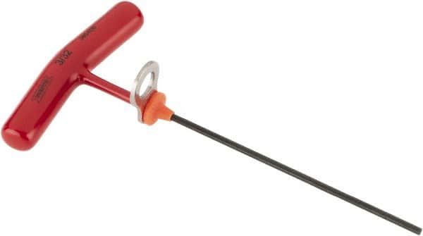 Proto - 3/32" Hex, Tethered T-Handle Cushion Grip, Hex Key - 6" OAL, Alloy Steel, Inch System of Measurement - Exact Tooling