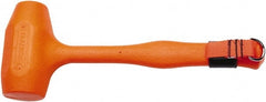 Proto - 48 oz Head 1-45/64 x 2-3/32" Face Diam Urethane Tethered Dead Blow Hammer - 14-1/4" OAL, Urethane Handle - Exact Tooling