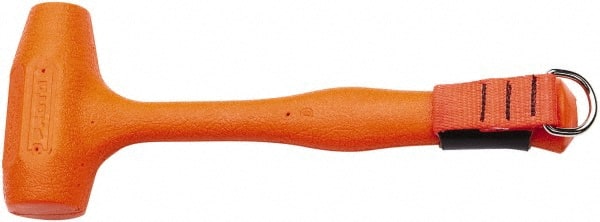 Proto - 21 oz Head 1-1/4 x 1-35/64" Face Diam Urethane Tethered Dead Blow Hammer - 11.6563" OAL, Urethane Handle - Exact Tooling