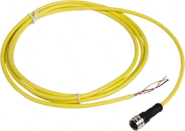 Telemecanique Sensors - 4 Amp, 1/2-20 UNF 3 Pin Female Straight Cordset Sensor and Receptacle - 250 VAC, 300 VDC, 2m Cable Length, IP67 Ingress Rating - Exact Tooling