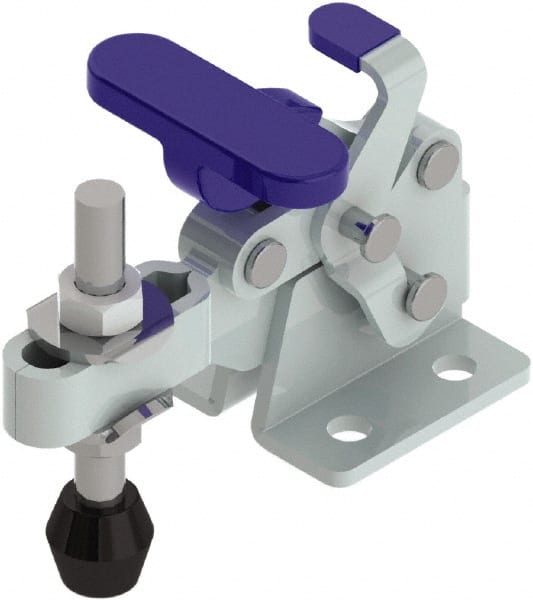 Gibraltar - 350 Lb Holding Capacity, Horizontal Handle, Manual Hold Down Toggle Clamp - 175° Handle Movement, 92° Bar Opening, U-Bar, Flanged Base, Zinc Plated, Steel - Exact Tooling