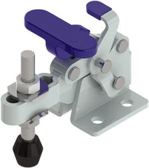 Gibraltar - 350 Lb Holding Capacity, Horizontal Handle, Manual Hold Down Toggle Clamp - 175° Handle Movement, 92° Bar Opening, U-Bar, Flanged Base, Zinc Plated, Steel - Exact Tooling