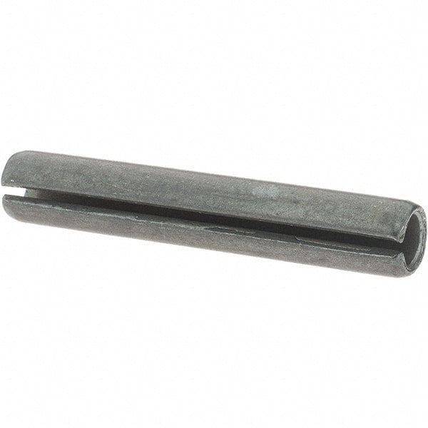 Made in USA - 1/4" Diam x 1-1/2" Long Slotted Spring Pin - Grade 1070-1090 Alloy Steel, Black Oxide Finish - Exact Tooling