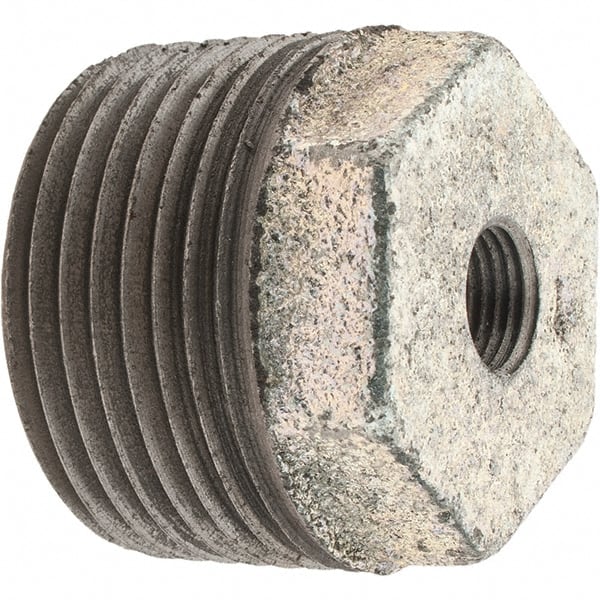 Made in USA - Class 150, 1 x 1/8" Galvanized Pipe Hex Bushing - Threaded, Malleable Iron - Exact Tooling