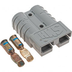 Made in USA - 6 AWG, 600 V, 50 A, Silver-Plated Copper Battery Connector - Gray - Exact Tooling
