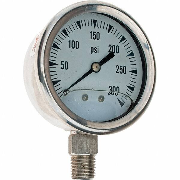 Value Collection - 2-1/2" Dial, 1/4 Thread, 0-300 Scale Range, Pressure Gauge - Exact Tooling