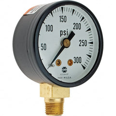 Value Collection - 1-1/2" Dial, 1/8 Thread, 0-300 Scale Range, Pressure Gauge - Lower Connection Mount - Exact Tooling