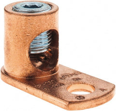 Made in USA - 6 AWG Noninsulated Crimp Connection Square Ring Terminal - 3/8" Stud, 1-31/32" OAL x 15/16" Wide, Copper Alloy Contact - Exact Tooling