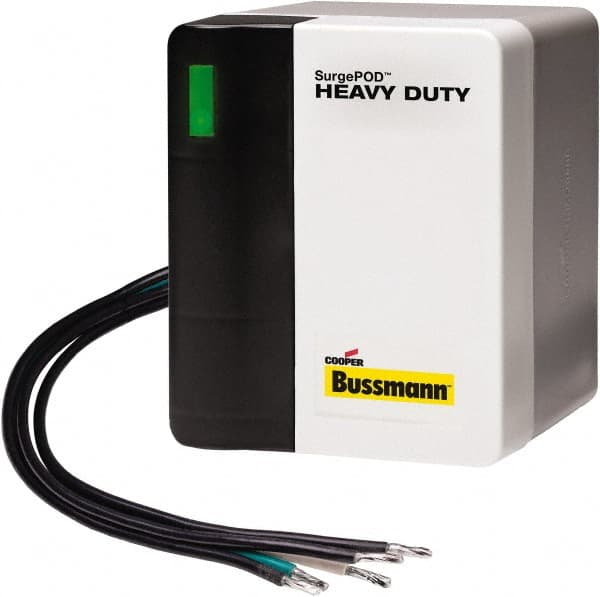 Cooper Bussmann - 3 Pole, 3 Phase, 20 kA Nominal Current, 4-1/8 Inch Long x 3-3/8 Inch Wide x 4-1/16 Inch Deep, Hardwired Surge Protector - Panel Mount, 4X, 200 kA Short Circuit Current, 240 V, 320 VAC Operating Voltage, 50 kA Surge Protection - Exact Tooling