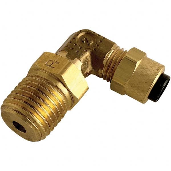 Parker - 1/4" Tube OD x 1/4 Thread Brass Compression Tube Swivel Elbow - Exact Tooling