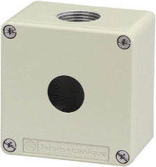 Schneider Electric - 1 Hole, 1.58 Inch Hole Diameter, Zinc Alloy Pushbutton Switch Enclosure - 3.15 Inch High x 3.15 Inch Wide x 2.03 Inch Deep, 4, 13 NEMA Rated - Exact Tooling