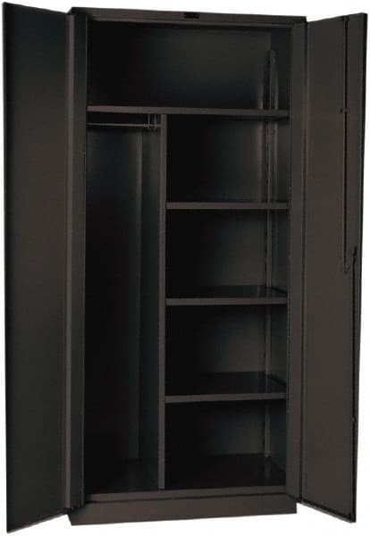 Hallowell - 4 Shelf Combination Storage Cabinet - Steel, 36" Wide x 24" Deep x 78" High, Gray - Exact Tooling