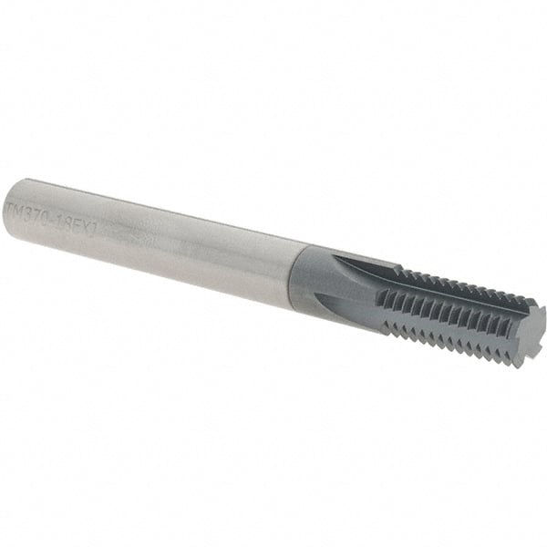 Scientific Cutting Tools - 3/8" Shank Diam, AlTiN+ Coating, Solid Carbide Straight Flute Thread Mill - 5 Flutes, 3-1/2" OAL - Exact Tooling