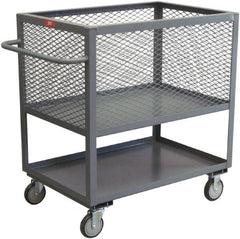 Jamco - 1,200 Lb Capacity, 2 Shelf, 4-Sided Steel Shelf Truck - 24" Long x 48" Wide x 44" High, 8" Diam Wheels - Exact Tooling