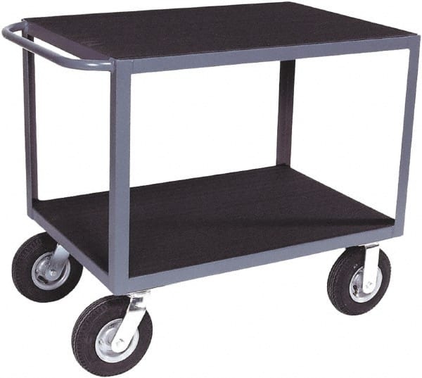 Jamco - 1,200 Lb Capacity, 24" Wide x 48" Long x 34" High Shelf Cart - 2 Shelf, Steel, Semi-Pneumatic Casters - Exact Tooling