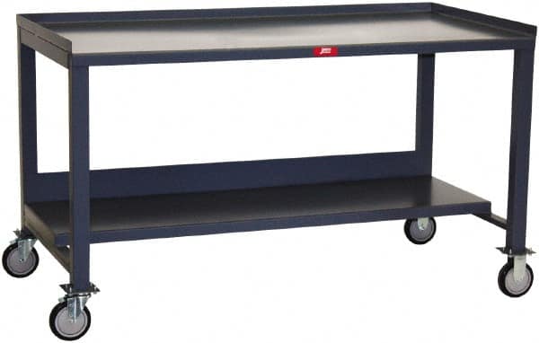 Jamco - 3 Side Retention Mobile Work Bench - Steel, Gray, 60" Long x 30" Deep x 35" High - Exact Tooling