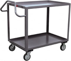 Jamco - 1,200 Lb Capacity, 24" Wide x 48" Long x 35" High Ergonomic Utility Cart - 2 Shelf, Steel, 2 Rigid/2 Swivel Casters - Exact Tooling