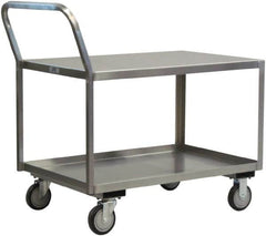 Jamco - 1,200 Lb Capacity, 48" Wide x 24" Long x 27" High Service Cart - 2 Shelf, Stainless Steel, 2 Rigid/2 Swivel Casters - Exact Tooling