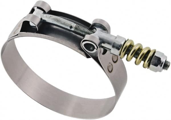 IDEAL TRIDON - 4-1/16 to 4-3/8" Hose, 3/4" Wide, T-Bolt Spring Loaded Clamp - 4-1/16 to 4-3/8" Diam, Stainless Steel - Exact Tooling