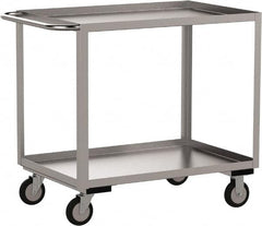 Jamco - 1,200 Lb Capacity, 18" Wide x 24" Long x 35" High Service Cart - 2 Shelf, Stainless Steel, 2 Rigid/2 Swivel Casters - Exact Tooling
