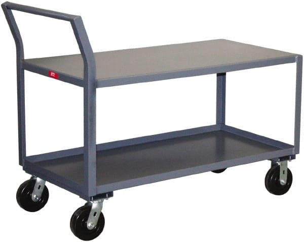 Jamco - 2,400 Lb Capacity, 30" Wide x 36" Long x 28" High Standard Utility Cart - 2 Shelf, Steel, Phenolic Casters - Exact Tooling