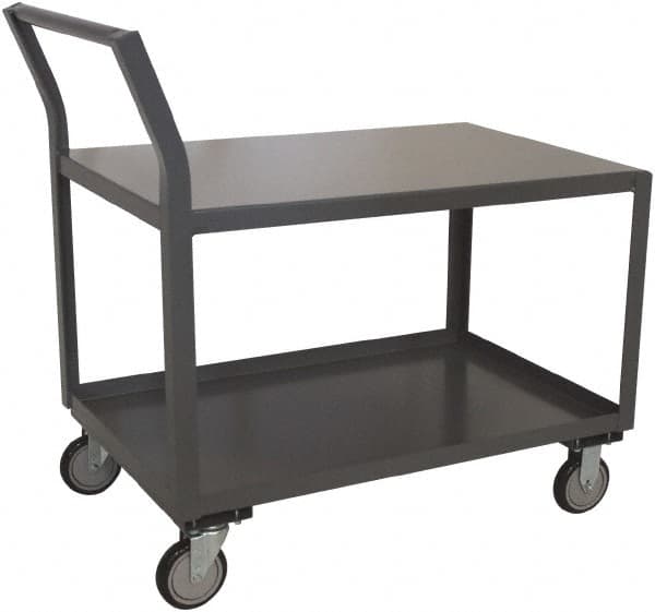 Jamco - 1,200 Lb Capacity, 18" Wide x 36" Long x 27" High Shelf Cart - 2 Shelf, Steel, 2 Rigid/2 Swivel Casters - Exact Tooling