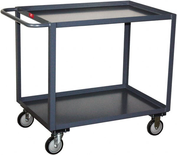 Jamco - 1,200 Lb Capacity, 30" Wide x 36" Long x 35" High Service Cart - 2 Shelf, Steel, 2 Rigid/2 Swivel Casters - Exact Tooling