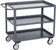 Jamco - 1,200 Lb Capacity, 24" Wide x 48" Long x 35" High Service Cart - 3 Shelf, Steel, Hard Rubber Casters - Exact Tooling