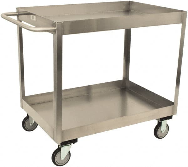 Jamco - 1,200 Lb Capacity, 30" Wide x 18" Long x 39" High Shelf Cart - 2 Shelf, Stainless Steel - Exact Tooling