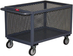 Jamco - 1,200 Lb Capacity, 1 Shelf, 4-Sided Steel Mesh Stock Truck - 24" Long x 48" Wide x 27" High, 5" Diam Urethane Wheels - Exact Tooling