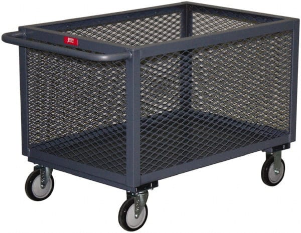 Jamco - 1,200 Lb Capacity, 1 Shelf, 4-Sided Steel Mesh Stock Truck - 24" Long x 48" Wide x 31" High, 8" Diam Wheels - Exact Tooling