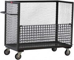 Jamco - 1,200 Lb Capacity, 1 Shelf, 3-Sided Steel Mesh Stock Truck - 30" Long x 48" Wide x 48" High, 8" Diam Wheels - Exact Tooling