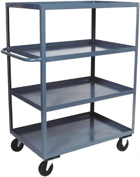 Jamco - 3,000 Lb Capacity, 4 Shelf, Steel Stock Truck - 24" Long x 48" Wide x 60" High, 6" Diam Phenolic Wheels - Exact Tooling