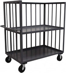 Jamco - 2,000 Lb Capacity, 2 Shelf, 3-Sided Steel Truck - 36" Long x 24" Wide x 57" High, 6" Diam Phenolic Resin Wheels - Exact Tooling