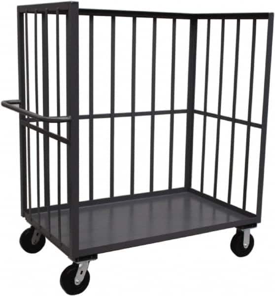 Jamco - 2,000 Lb Capacity, 1 Shelf, 3-Sided Steel Truck - 60" Long x 30" Wide x 57" High, 6" Diam Phenolic Resin Wheels - Exact Tooling