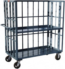 Jamco - 3,000 Lb Capacity, 2 Shelf, 3-Sided Steel Truck - 36" Long x 72" Wide x 57" High, 6" Diam Phenolic Wheels - Exact Tooling
