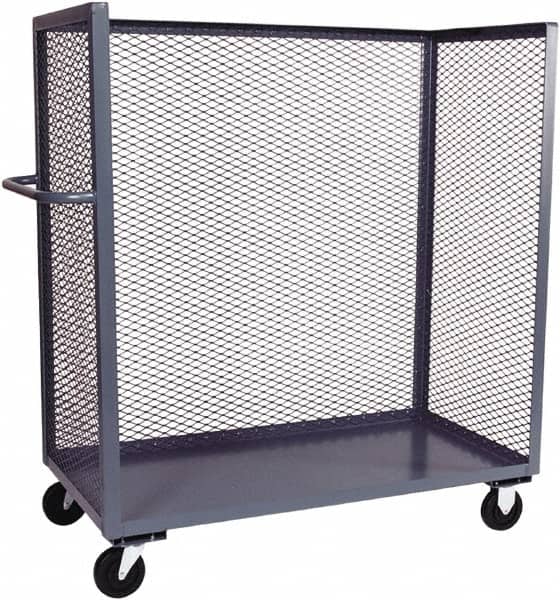 Jamco - 2,000 Lb Capacity, 1 Shelf, 3-Sided Steel Truck - 60" Long x 30" Wide x 57" High, 6" Diam Phenolic Resin Wheels - Exact Tooling
