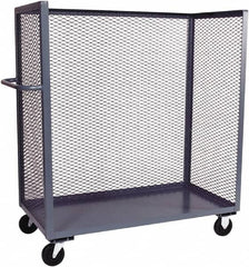 Jamco - 2,000 Lb Capacity, 1 Shelf, 3-Sided Steel Mesh Stock Truck - 60" Long x 24" Wide x 57" High, 6" Diam Phenolic Wheels - Exact Tooling