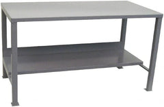 Jamco - 72 Wide x 36" Deep x 34" High, Steel Workbench - Flat Top, Fixed Legs, Gray - Exact Tooling