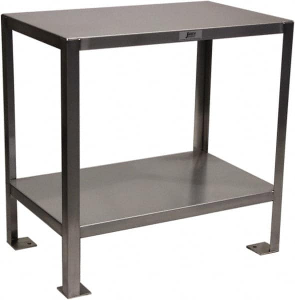 Jamco - 30 Wide x 18" Deep x 30" High, Stainless Steel Work Stand - Flat Top, Fixed Legs, Stainless - Exact Tooling